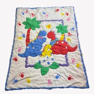 Vintage Little Bedding Baby Blanket Comforter Dinosaur Family 90's